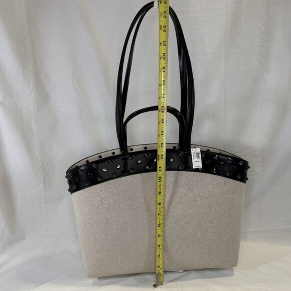 GAP, Studded East-West Canvas Tote Bag, Black Vegan Leather Trim, NWT - Picture 12 of 14